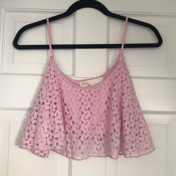 pink flowy crop top